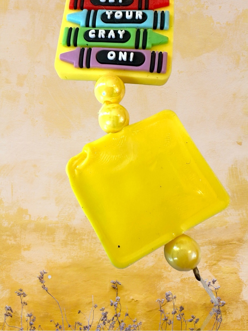 Get Your Cray On! Yellow Multicolor Handmade Beads - Picture 4 of 4